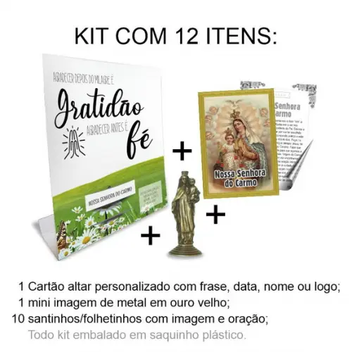 Kit Cartão Altar + Imagem de Nossa Senhora do Carmo, M1