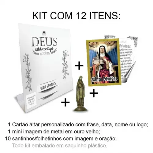 Kit Cartão Altar + Imagem de Santa Edwiges, M1