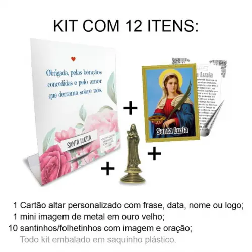 Kit Cartão Altar + Imagem de Santa Luzia, M1