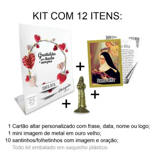 Kit Cartão Altar + Imagem de Santa Rita, M2