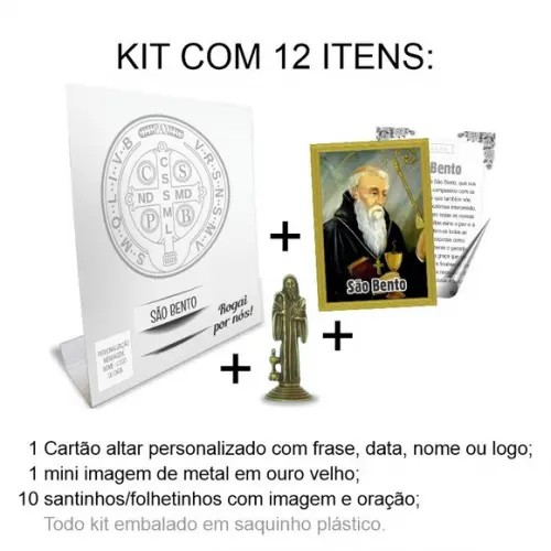 Kit Cartão Altar + Imagem de São Bento, M1