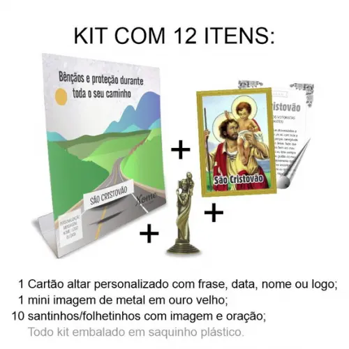 Kit Cartão Altar + Imagem de São Cristovão, M1