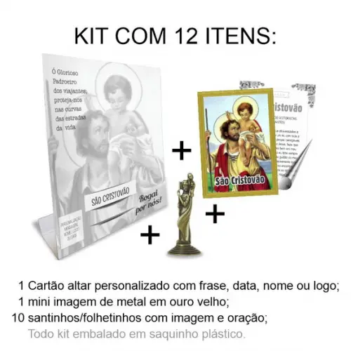 Kit Cartão Altar + Imagem de São Cristovão, M2