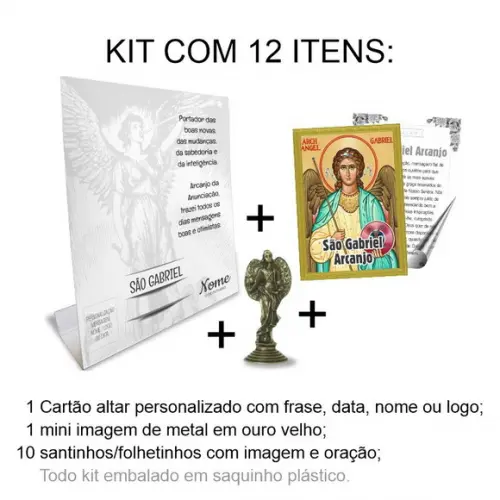 Kit Cartão Altar + Imagem de São Gabriel Arcanjo, M2