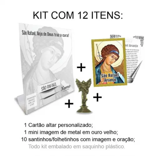 Kit Cartão Altar + Imagem de São Rafael Arcanjo, M2