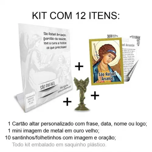 Kit Cartão Altar + Imagem de São Rafael Arcanjo, M1