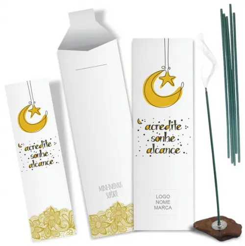 Kit Incenso Personalizado Acredite. Pacote c/ 24un