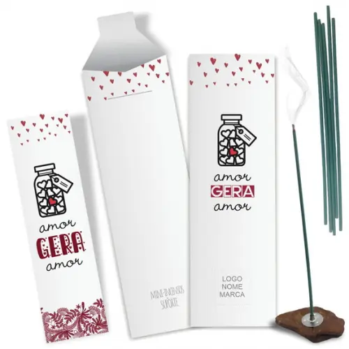 Kit Incenso Personalizado Amor Gera. Pacote c/ 24un