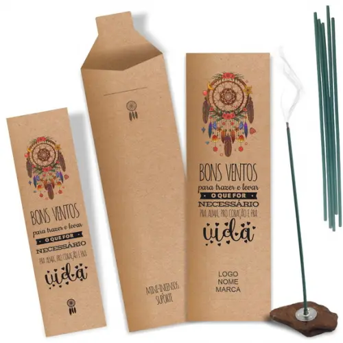 Kit Incenso Personalizado Apanhador de Sonhos. Pac. c/ 24un