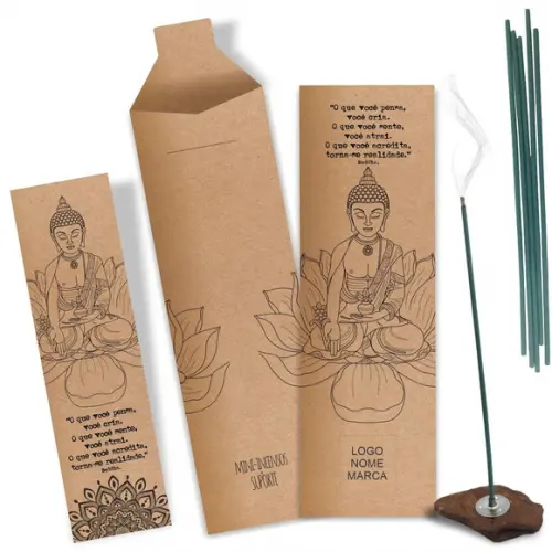 Kit Incenso Personalizado Buddha. Pacote c/ 24un