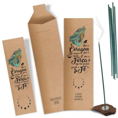 Kit Incenso Personalizado Coragem. Pacote c/ 24un