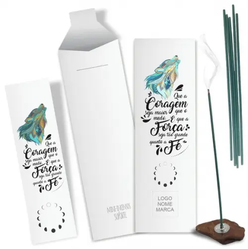 Kit Incenso Personalizado Coragem. Pacote c/ 24un