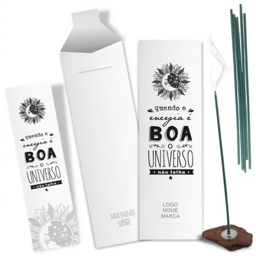 Kit Incenso Personalizado Energia Boa. Pacote c/ 24un