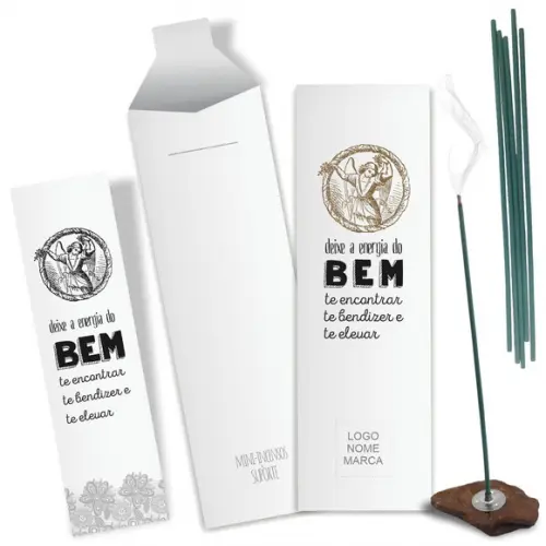 Kit Incenso Personalizado Energia do Bem. Pacote c/ 24un