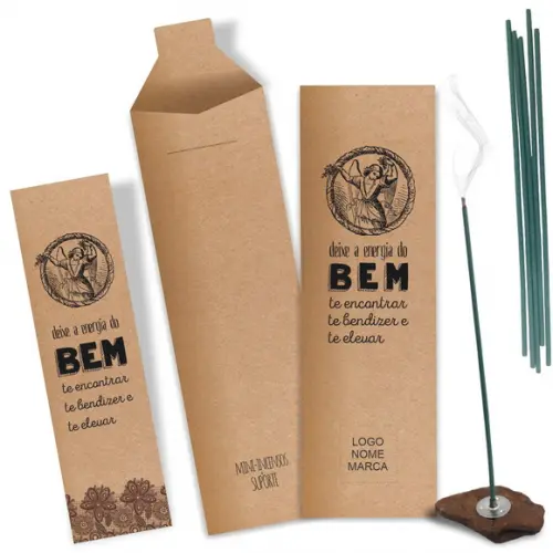 Kit Incenso Personalizado Energia do Bem. Pacote c/ 24un