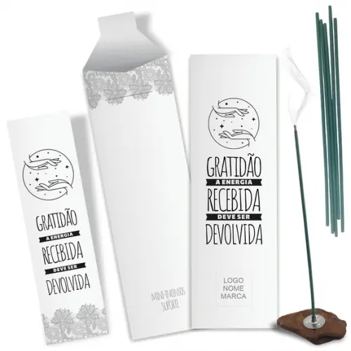 Kit Incenso Personalizado Energia Recebida. Pacote c/ 24un