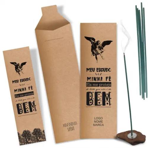 Kit Incenso Personalizado Escudo. Pacote c/ 24un