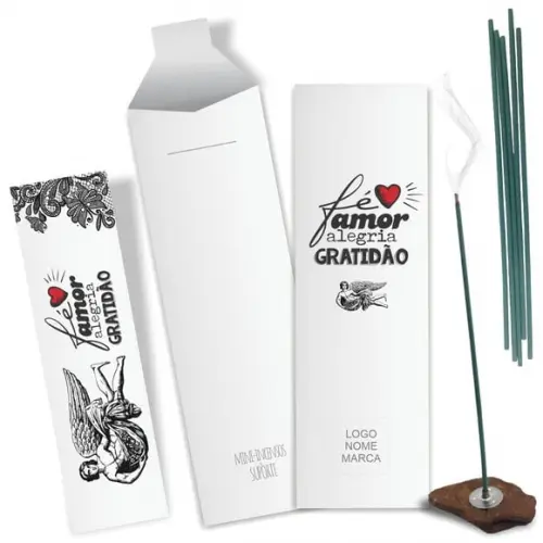 Kit Incenso Personalizado Fé. Amor... Pacote c/ 24un