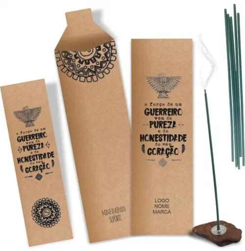 Kit Incenso Personalizado Guerreiro. Pacote c/ 24un