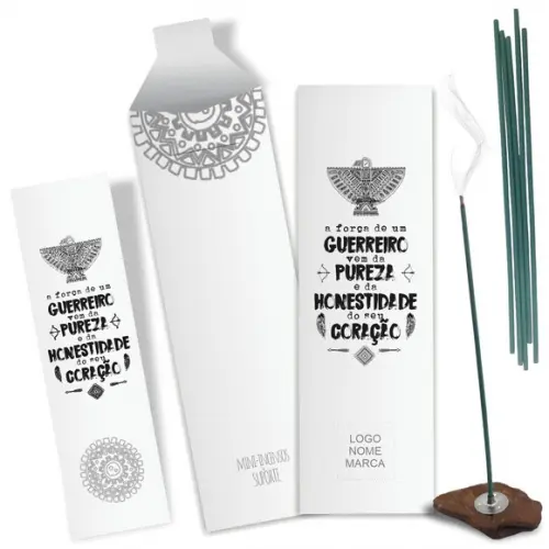 Kit Incenso Personalizado Guerreiro. Pacote c/ 24un
