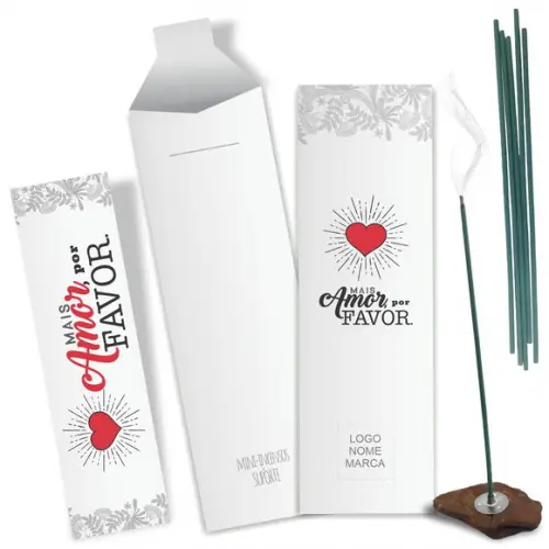 Kit Incenso Personalizado Mais Amor. Pacote c/ 24un
