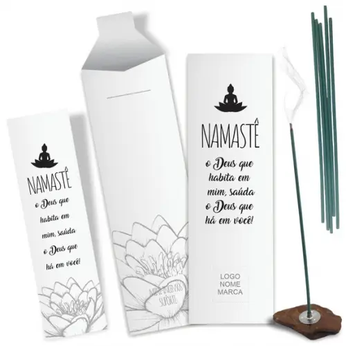 Kit Incenso Personalizado Namastê. Pacote c/ 24un