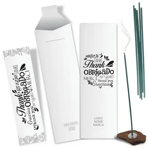 Kit Incenso Personalizado Obrigado. Pacote c/ 24un