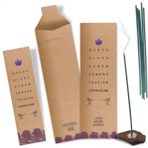 Kit Incenso Personalizado Olhos do Bem. Pacote c/ 24un