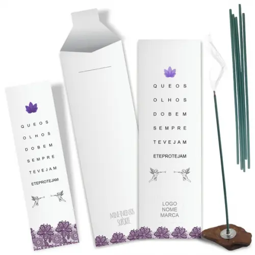 Kit Incenso Personalizado Olhos do Bem. Pacote c/ 24un
