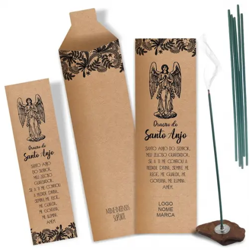 Kit Incenso Personalizado Oração Santo Anjo. Pacote c/ 24un