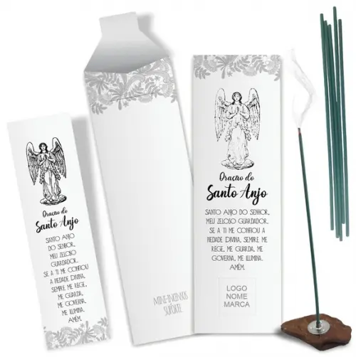 Kit Incenso Personalizado Oração Santo Anjo. Pacote c/ 24un