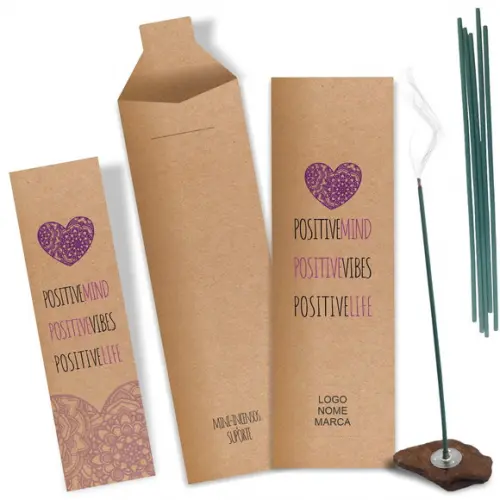 Kit Incenso Personalizado Positive. Pacote c/ 24un