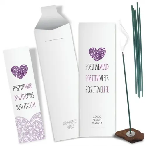 Kit Incenso Personalizado Positive. Pacote c/ 24un