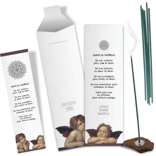 Kit Incenso Personalizado Prece Proteção. Pacote c/ 24un