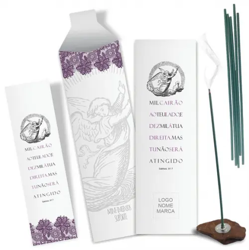 Kit Incenso Personalizado Salmos 91:7. Pacote c/ 24un