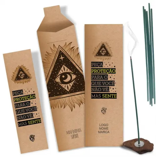 Kit Incenso Personalizado Sentir. Pacote c/ 24un