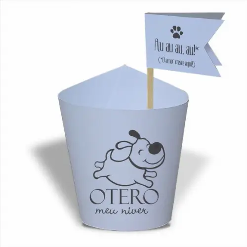 Rótulo mini suculenta + tag bandeira + palito. Aniversário