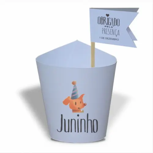 Rótulo mini suculenta + tag bandeira + palito. Aniversário