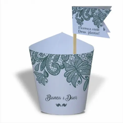 Rótulo mini suculenta + tag bandeira + palito. Casamento