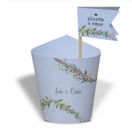Rótulo mini suculenta + tag bandeira + palito. Casamento