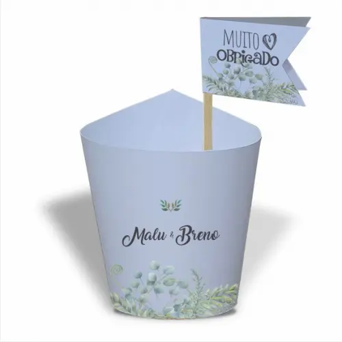Rótulo mini suculenta + tag bandeira + palito. Casamento