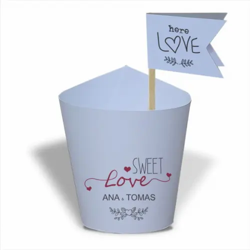 Rótulo mini suculenta + tag bandeira + palito. Casamento