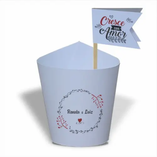 Rótulo mini suculenta + tag bandeira + palito. Casamento