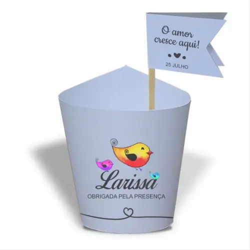 Rótulo mini suculenta + tag bandeirinha + palito. Infantil
