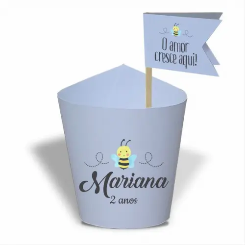 Rótulo mini suculenta + tag bandeirinha + palito. Infantil