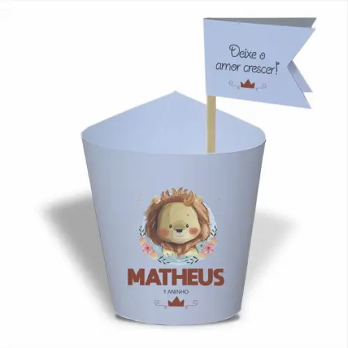 Rótulo mini suculenta + tag bandeirinha + palito. Infantil