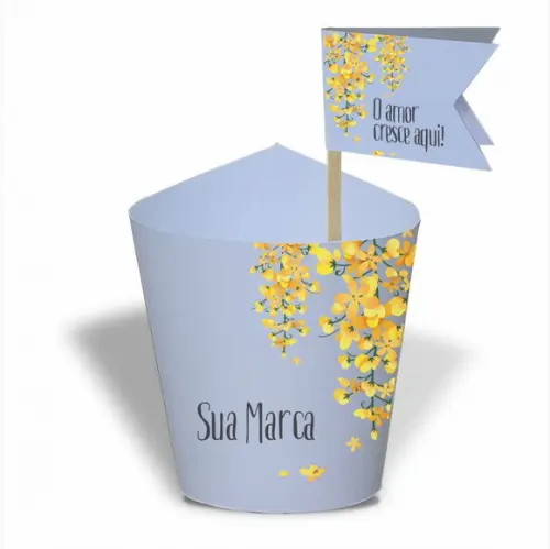 Rótulo mini suculenta + tag bandeirinha + palito. Logomarca