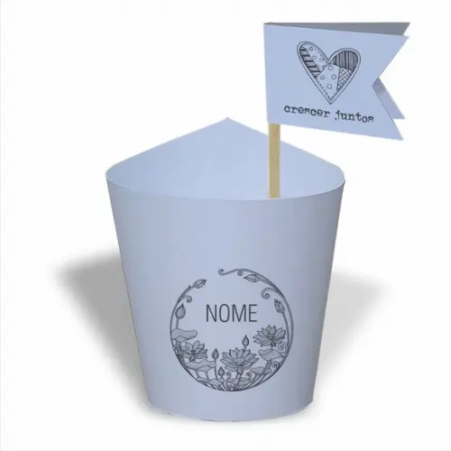 Rótulo mini suculenta + tag bandeirinha + palito. Logomarca