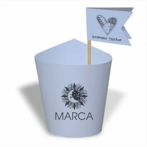 Rótulo mini suculenta + tag bandeirinha + palito. Logomarca