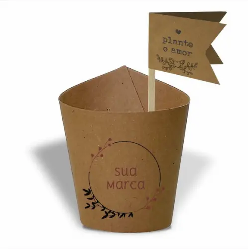 Rótulo mini suculenta + tag bandeirinha + palito. Logomarca